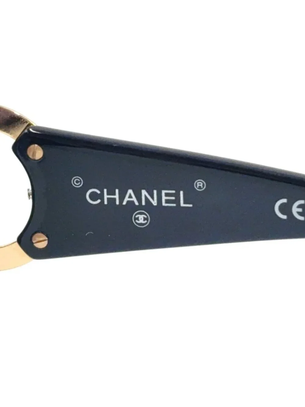 Chanel CC Logo Acetate Gold Plated Black Sunglasses Eyewear